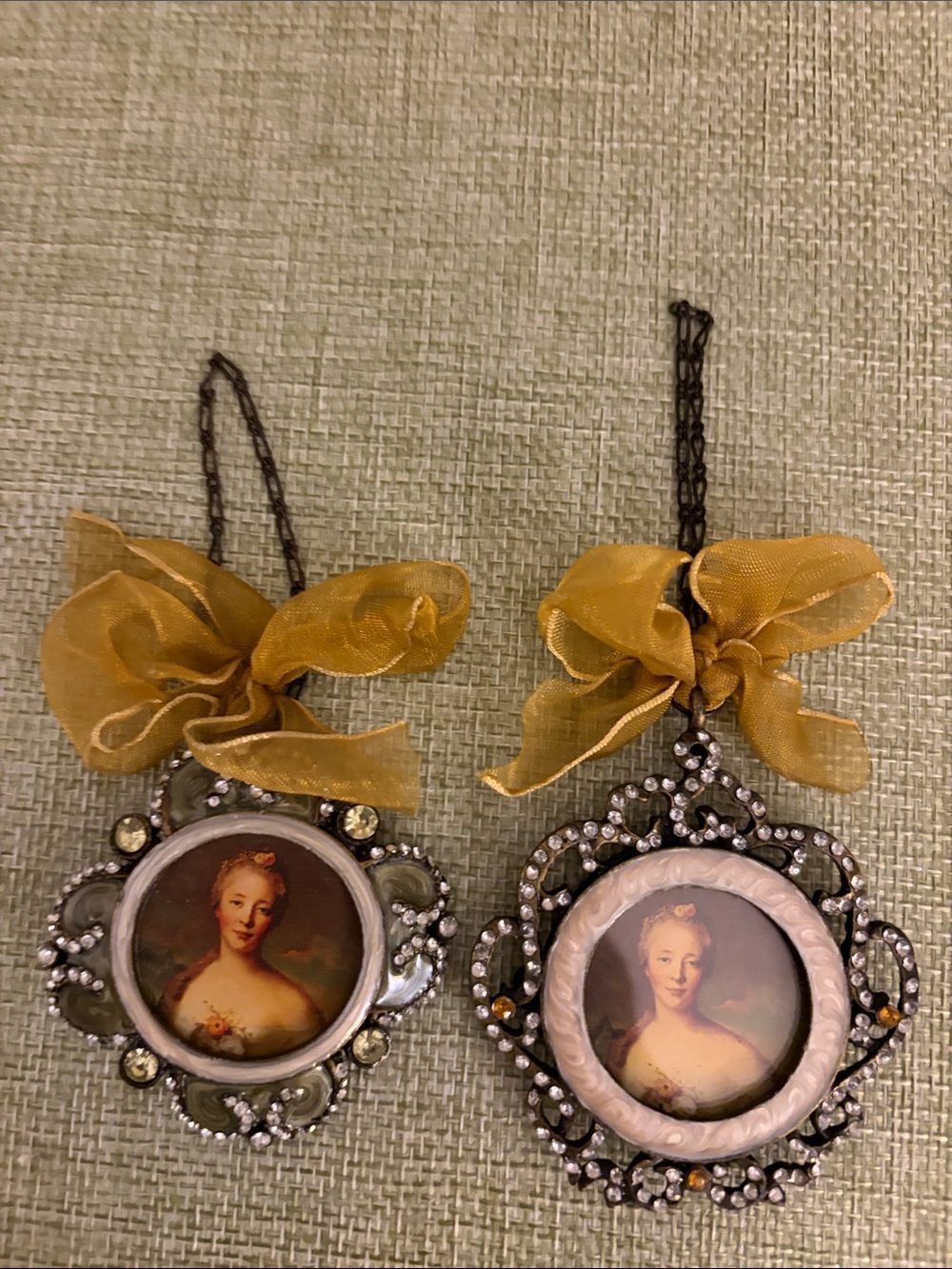 Coquette Rococo style holiday ornament set.